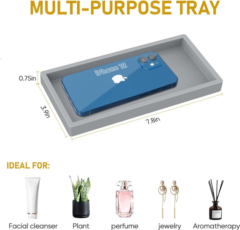 EG-SIPRO Bathroom Counter Tray EG-SIPRO High-Grade Thickened Silicone Bathroom Vanity Tray Shatterproof Durable Rectangle Bathroom Tray Soap Dispenser Tray for Bathroom Countertop - Image 5